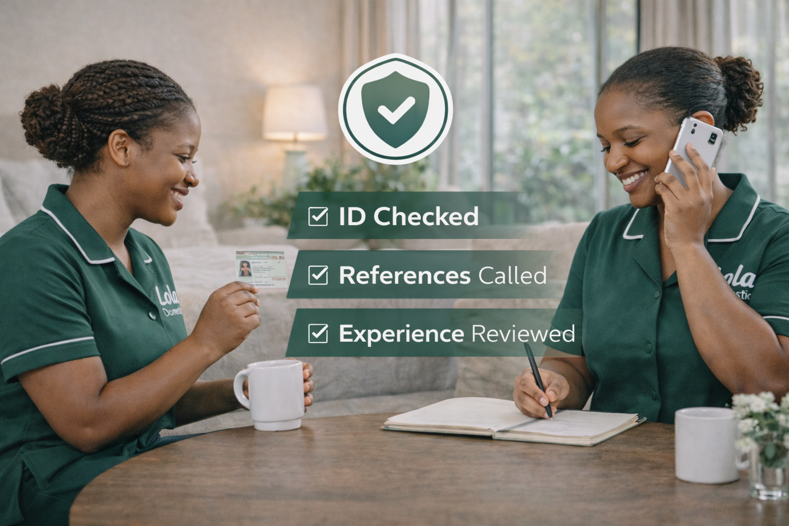 Lola Domestic verification process: ID check, reference call, experience review